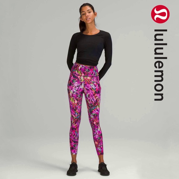 NWT Lululemon Fast and Free High-Rise Tight 25" In Hyper Flow Pink Multi - Picture 1 of 15